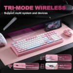 YUNZII AL98 QMK/VIA Wireless Mechanical Gaming Keyboard,Full Aluminum,BT/2.4G/USB-C, Pre-Lubed Hot Swappable Gasket Mount 1800 Layout,RGB Backlit for Win/Mac (Pink, Cocoa Cream V2 Switch) - Image 4