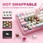 YUNZII AL98 QMK/VIA Wireless Mechanical Gaming Keyboard,Full Aluminum,BT/2.4G/USB-C, Pre-Lubed Hot Swappable Gasket Mount 1800 Layout,RGB Backlit for Win/Mac (Pink, Cocoa Cream V2 Switch) - Image 5