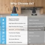 Gooseneck Electric Kettle, ±1°F Precision Control, Smart Altitude Adjustment, 24H Keep Warm, 30-Min Auto Memory, Food Grade Stainless Steel, Pour Over Kettle for Coffee and Tea, 1200W/1.0L - Image 4