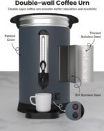 GAOMON Large Capacity Commercial Coffee Urn - 80 Cup (12L/3.2 Gal) Stainless Steel Beverage Dispenser, Double Wall Insulated, Electric Hot Water/Coffee Maker for Catering, Events, Offices - Image 4