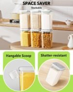 Ankou Airtight Pop Food Storage Container with Lid & 130ml Scoop, 4L/4.2qt BPA-Free Cereal, Rice, Flour, Pasta & Snack Container, Stackable & Durable,Kitchen Pantry Organizer - Image 4