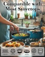 Cook N Home Pots and Pans Nonstick Cookware Set 12-Piece, Kitchen Cooking Set with Frying Pans and Saucepans, Induction Compatible, Turquoise - Image 4