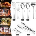 Gisly 12-Piece Serving Set - Large Spoons, Forks, Tongs, Ladle, Cake Server & Appetizer Tongs for Buffet Catering, Dishwasher Safe - Image 3