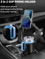 JOYTUTUS Cup Holder Phone Mount for Car, Car Cellphone Large Adapter Long Arm with 360 Degree Rotation, Compatible iPhone, Samsung & All Smartphones,Black,1 Pack - Image 3