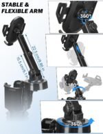 JOYTUTUS Cup Holder Phone Mount for Car, Car Cellphone Large Adapter Long Arm with 360 Degree Rotation, Compatible iPhone, Samsung & All Smartphones,Black,1 Pack - Image 4