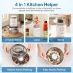 Electric Blender and Food Processor Combo: 4 in 1 Food Grinder for Grinding Meat Coffee, Peeling Garlic & Juicing, 350W Food Chooper with 1.8L Stainless Steel Bowl & 2 Cups, 2 Speed, White - Image 3