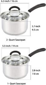Cook N Home Saucepan Set Sauce Pot With Lid 1QT and 2QT Stainless Steel, Stay Cool Handle, silver - Image 3