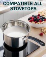 Cook N Home Saucepan Set Sauce Pot With Lid 1QT and 2QT Stainless Steel, Stay Cool Handle, silver - Image 4