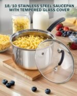 Cook N Home Saucepan Set Sauce Pot With Lid 1QT and 2QT Stainless Steel, Stay Cool Handle, silver - Image 5