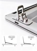 2PCS Laptop Stand, Portable Laptop Cooling Pad, Foldable Metal Keyboard Stand, Mini Keyboard Pillar (Black,Two Gears) - Image 4