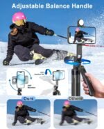 71" Phone Tripod,Tripod for iPhone with Fill Light and Rechargeable Remote,Aluminum Selfie Stick Phone Stand Compatible with Cell Phone/Camera/Ring Light/DJI/GoPro - Image 3