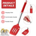 Onader 15 Pcs Silicone Cooking Utensils Set, Red Kitchen Utensils Spatula Set with Holder, Large Kitchen Gadgets Tools for Nonstick Cookware - Image 4