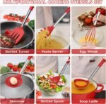 Onader 15 Pcs Silicone Cooking Utensils Set, Red Kitchen Utensils Spatula Set with Holder, Large Kitchen Gadgets Tools for Nonstick Cookware - Image 6