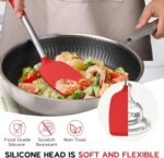 Onader 15 Pcs Silicone Cooking Utensils Set, Red Kitchen Utensils Spatula Set with Holder, Large Kitchen Gadgets Tools for Nonstick Cookware - Image 7