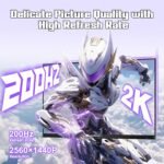 Amzfast 27 inch 1440P 200Hz/180Hz White Gaming Monitor, 2K QHD (2560 ×1440),MPRT 1ms Fast IPS | HDR400 & TÜV Rheinland Eye Care & 12 Months Exchange (HDMI & DP Cable) - Image 4