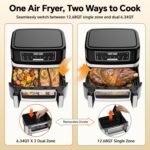 1600W Dual Zone Air Fryer Oven,12.69QT with Divider,Nonstick & Dishwasher-Safe Basket,Match Cook & Smart Finish to Roast,Recipes for Easy Cooking,Digital Touchscreen,Metal Sliver - Image 3