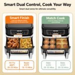 1600W Dual Zone Air Fryer Oven,12.69QT with Divider,Nonstick & Dishwasher-Safe Basket,Match Cook & Smart Finish to Roast,Recipes for Easy Cooking,Digital Touchscreen,Metal Sliver - Image 4