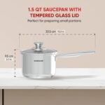 SUNHOUSE – 1.5 Quarts Stainless Steel Sauce Pan with Lid - PFOA-FREE, Stainless Steel Sauce Pan, Advanced Impact Bonding Induction Base, Stay-Cool Handle, Compatible with All Cooktops - Image 3