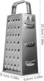 1pc Stainless Steel Vegetable Grater Portable Metal Grater 4-Sided Cheese Grater with Handle for Kitchen Restaurant (8inch) - Image 5