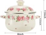 SOUJOY Enamel Stockpot with Lid, 2.8 Quart Retro Cooking Pot, Vintage Floral Stew Bean Simmer Pot with Handle, Kitchen Soup Pot, Safe for Induction Cookers, Gas Stove - Image 3