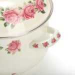SOUJOY Enamel Stockpot with Lid, 2.8 Quart Retro Cooking Pot, Vintage Floral Stew Bean Simmer Pot with Handle, Kitchen Soup Pot, Safe for Induction Cookers, Gas Stove - Image 4