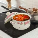 SOUJOY Enamel Stockpot with Lid, 2.8 Quart Retro Cooking Pot, Vintage Floral Stew Bean Simmer Pot with Handle, Kitchen Soup Pot, Safe for Induction Cookers, Gas Stove - Image 6