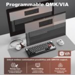YUNZII AL68 Wireless Mechanical Keyboard,Full Aluminum CNC,60% Layout with Knob, QMK/VIA Software,Gasket Mounted,Hot Swappable,RGB Backlit,BT/2.4G/USB-C for Mac/Win (Black, Cocoa Cream V2) - Image 5