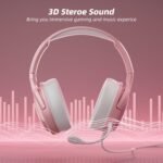 Mytrix Cherry Blossoms Wired Gaming Headset, 360° Rotation Mic, Soft Earmuff Gaming Headphones for PS4, PS5, PC & MAC, Switch, RGB Gradient Light Effect - Image 6