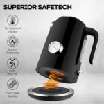 PUKOMC Electric Kettle, 1.7L Stainless Steel Tea Kettle with Temperature Gauge, 1500W Water Boiler with LED Light, BPA-Free, Auto Shut-Off and Boil-Dry Protection (Black) - Image 4