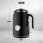 PUKOMC Electric Kettle, 1.7L Stainless Steel Tea Kettle with Temperature Gauge, 1500W Water Boiler with LED Light, BPA-Free, Auto Shut-Off and Boil-Dry Protection (Black) - Image 6