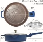 ESLITE LIFE Nonstick Always Pan with Lid, 11 Inch(4.5 Qt) Deep Frying Skillet Sauté Pan, Safe for Oven, Induction & All Cooktops, PTFE & PFOA Free (Blue Granite, 11" w/Lid & Steamer) - Image 3