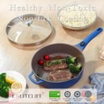 ESLITE LIFE Nonstick Always Pan with Lid, 11 Inch(4.5 Qt) Deep Frying Skillet Sauté Pan, Safe for Oven, Induction & All Cooktops, PTFE & PFOA Free (Blue Granite, 11" w/Lid & Steamer) - Image 5