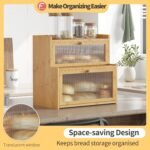 Double Layer Bamboo Bread Box for Kitchen Counter,Bread Holder,Countertop Bread Storage with Window (Natural) - Image 4