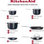 KitchenAid Hard Anodized Induction Nonstick Cookware Pots and Pans Set, 10 Piece, Matte Black - Image 3