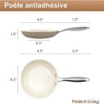 8.5 Inch Ceramic Nonstick Frying Pan with lid Skillet - PFAS-Free, Non-Toxic, Oven Safe & Induction Ready, Aluminum Cookware with Stainless Steel Handle - Image 3
