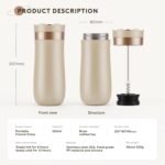 Travel French Press Coffee Maker 12oz Portable French Coffee Cup Double Walled Stainless Steel Vacuum Insulated Coffee Mug and Tea Maker Mini Vacuum Great for Camping and Traveling - Image 4