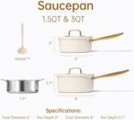 CAROTE 1.5Qt & 3.0Qt Stainless Steel Saucepan Set with Steamer & Ladle, Non-Toxic 3-Ply Stainless Steel Pot with Lids, Small Pots for Cooking, Oven Safe, Induction Compatible Cookware - Image 3