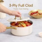 CAROTE 1.5Qt & 3.0Qt Stainless Steel Saucepan Set with Steamer & Ladle, Non-Toxic 3-Ply Stainless Steel Pot with Lids, Small Pots for Cooking, Oven Safe, Induction Compatible Cookware - Image 4
