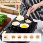 MyLifeUNIT Egg Frying Pan, 4-Cup Egg Pan Nonstick, Fried Egg Pan Skillet for Breakfast, Pancake, Hamburger, Sandwiches, Suitable for Gas Stove & Induction Cookware - Image 4