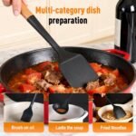 Cedar and Ash Spoon,Cedar and Ash Spoonula,Multifunction Spatula Cooking Spoon, Matte Kitchen Silicone Utensil for Cooking Serving (Black 2pcs) - Image 5