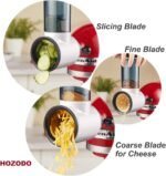 Slicer Shredder Attachment for KitchenAid Stand Mixer, Cheese Grater Attachment for KitchenAid Stand Mixer, Food Processor with 3 Blades by HOZODO - Image 5