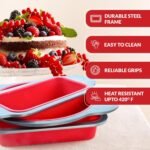 Boxiki Kitchen Silicone Baking Pans Set. 3 PCS Professional Non-Stick Baking Cake Pans Set includes Silicone Round Cake Pan, Square Cake Pan and Bread Loaf Pan. - Image 3