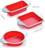 Boxiki Kitchen Silicone Baking Pans Set. 3 PCS Professional Non-Stick Baking Cake Pans Set includes Silicone Round Cake Pan, Square Cake Pan and Bread Loaf Pan. - Image 7