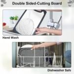 Metal Cutting Boards for kitchen, Stainless Steel Cutting Board, Dishwasher Safe, Juice Groove, Easy Grip Handle, Non-Slip Steel Cutting Board 15.6''x9.5''(1 Board) - Image 4