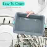 To encounter Silicone Baking Pans Set, 4 Pieces Nonstick Bakeware Set with Baking Pans, Baking Sheets, Cookie Sheets, Cake Pan with Metal Reinforced Frame More Strength, Light Grey - Image 5