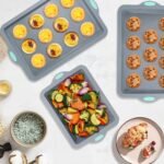 To encounter Silicone Baking Pans Set, 4 Pieces Nonstick Bakeware Set with Baking Pans, Baking Sheets, Cookie Sheets, Cake Pan with Metal Reinforced Frame More Strength, Light Grey - Image 8