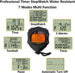 Digital Stopwatch Timer with Back Light Stop Watch 0.001second Timing|100 Lap Memory,Large dispaly Alarm Clock for Coach Sports Swimming Running Marathon Competition(100LAP(Back Light)) - Image 4