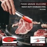Pack of 3 Stainless Steel Kitchen Tongs with Silicone Tips – Non-Stick Cooking, Grilling & BBQ Tongs for Serving, Dishwasher Safe, 7", 9" & 12" (Pack of 3 Red) - Image 5
