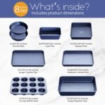 Baking Pans Set 8-Piece Bakeware Sets, Baking Sets for Cooking Nonstick Oven Pan Set, Baking Sheet Set, Cookie Sheets for Baking, Muffin Pan, Ceramic Coated Blue - Image 3