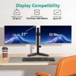 WALI Dual Monitor Stand for Desk, Monitor Stands for 2 Monitors up to 27 inch, Dual Monitors Mount Fits up to 22lbs, Free Standing Full Motion Dual Monitors Arm for Desk (MF002), Black - Image 3